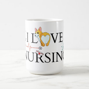 I Love Nursing Corgi Mug