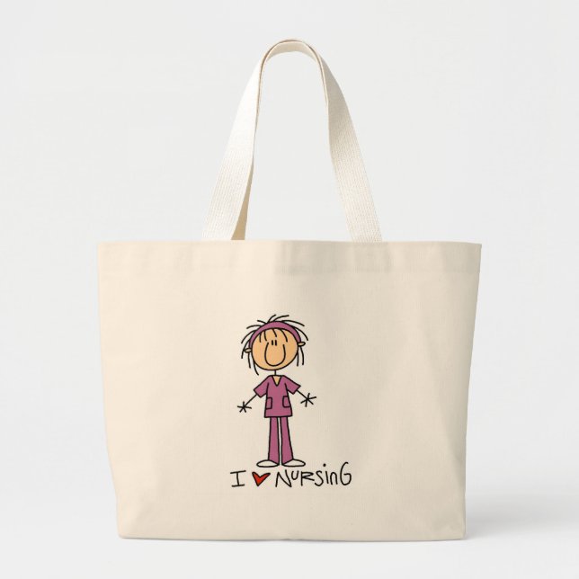 I Love Nursing Large Tote Bag (Front)