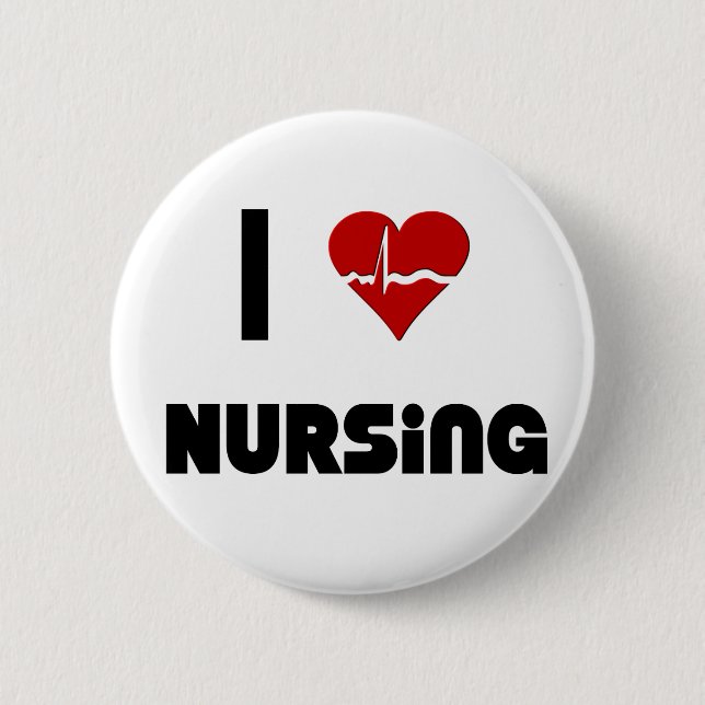 I Love Nursing Pinback Button (Front)