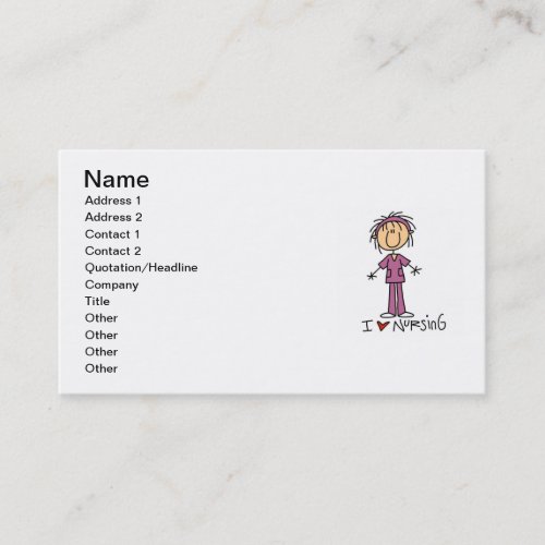 I Love Nursing T-shirts and Gifts Business Card Template