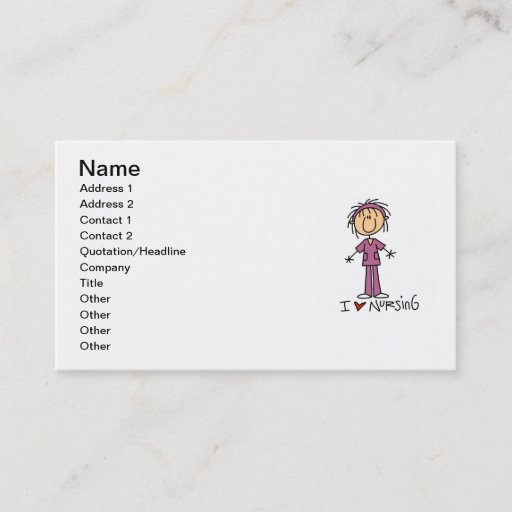 Customizable I Love Nursing T-shirts and Gifts Business Card Template