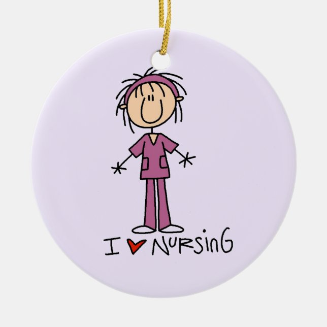 I Love Nursing T-shirts and Gifts Ceramic Ornament (Front)