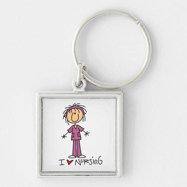 I Love Nursing T-shirts and Gifts Keychain (Front)
