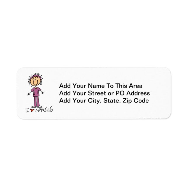 I Love Nursing T-shirts and Gifts Label (Front)