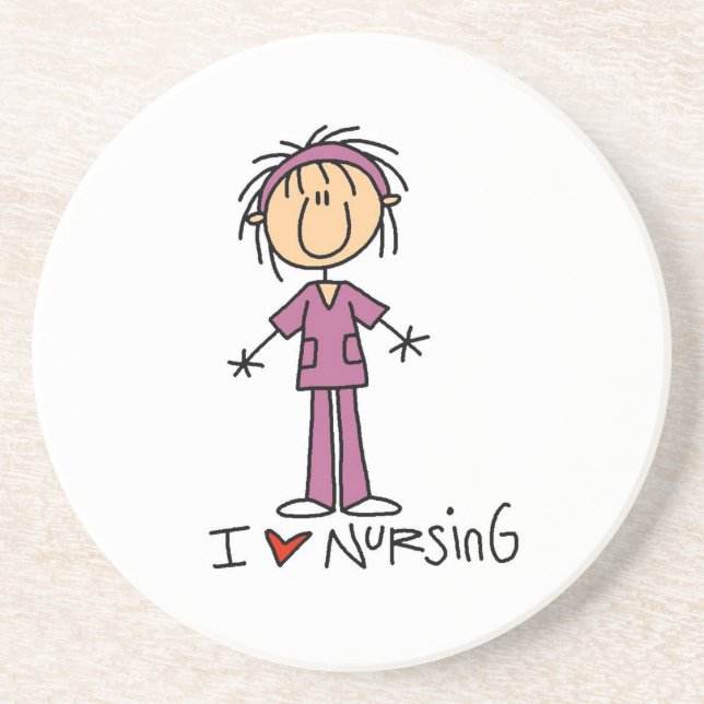 I Love Nursing T-shirts and Gifts Sandstone Coaster (Front)