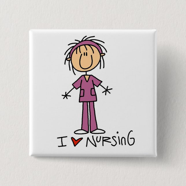 I Love Nursing Tshirts and Gifts Button (Front)