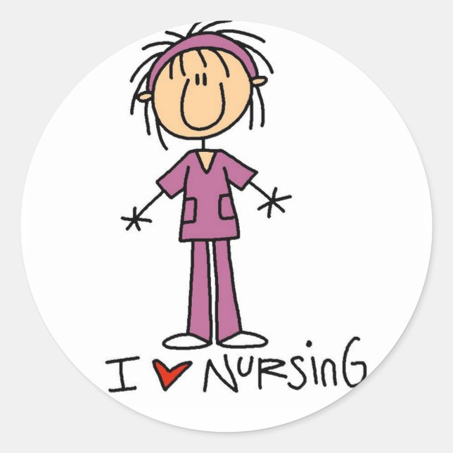 I Love Nursing Tshirts and Gifts Classic Round Sticker (Front)