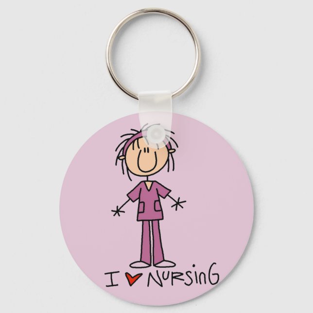 I Love Nursing Tshirts and Gifts Keychain (Front)