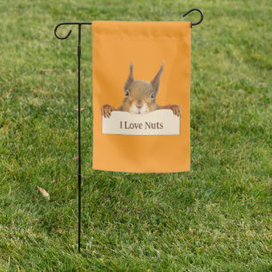 I Love Nuts Squirrel Holding Custom Sign Flag