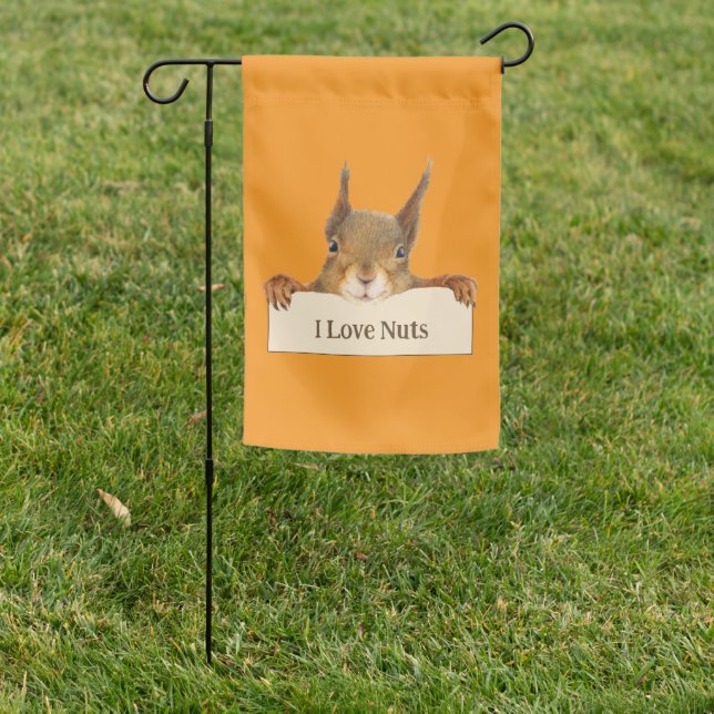 I Love Nuts Squirrel Holding Custom Sign Flag (In SItu)