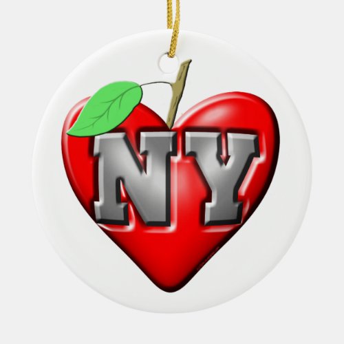 I Love NY Ceramic Ornament