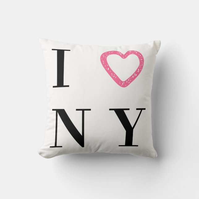 I Love NY reversible pillow - black, white, pink (Front)