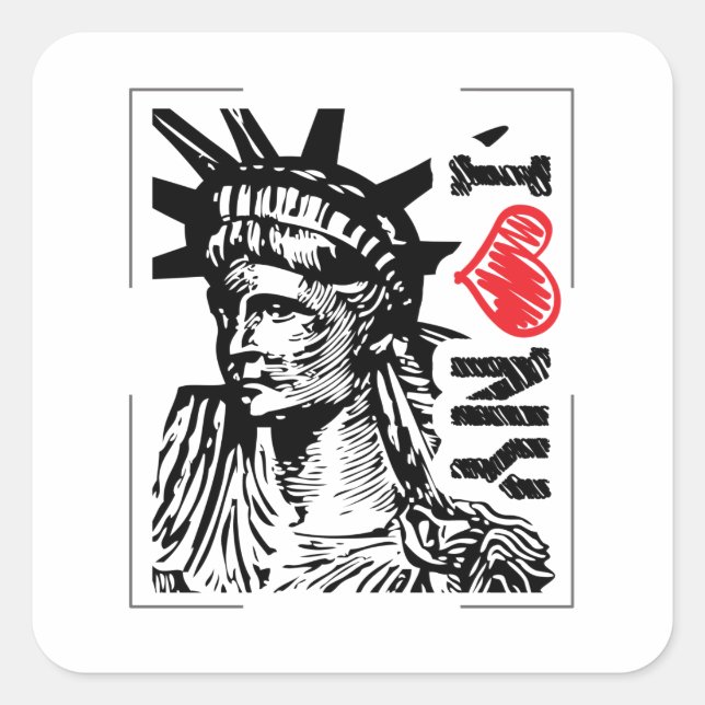 I Love NY Square Sticker (Front)