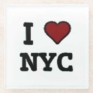 I Love NYC heart Glass Coaster