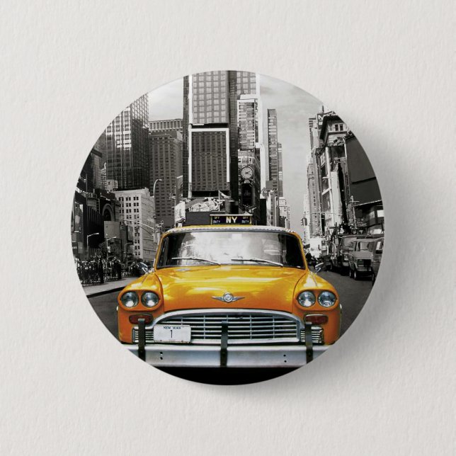 I Love NYC - New York Taxi Pinback Button (Front)