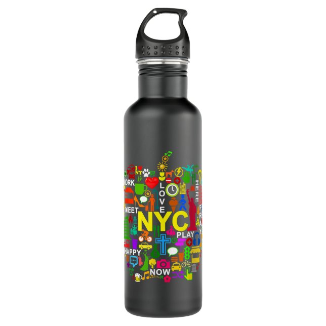 I LOVE NYC s NEW YORK CITY BIG APPLE Stainless Steel Water Bottle (Front)