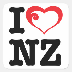 I Love NZ Square Sticker