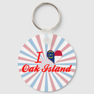 I Love Oak Island, North Carolina Keychain