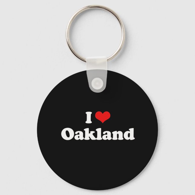I Love Oakland Tshirt White Tshirt Keychain (Front)