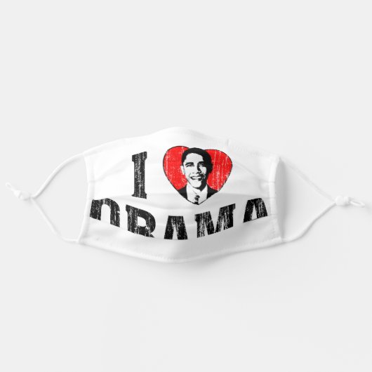 I Love Obama Adult Cloth Face Mask (Front, Unfolded)