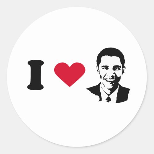 I Love Obama Classic Round Sticker