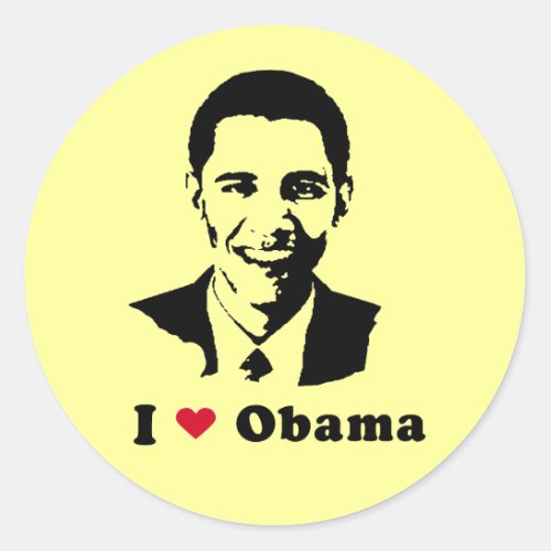 I Love Obama T_shirt Classic Round Sticker