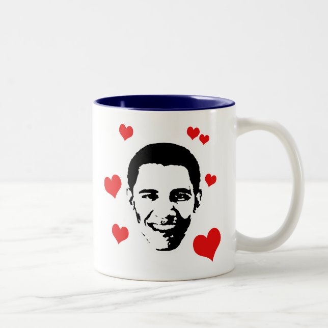 I Love Obama Two-Tone Coffee Mug (Right)