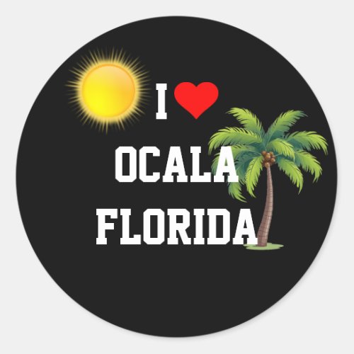 I Love Ocala Florida Classic Round Sticker