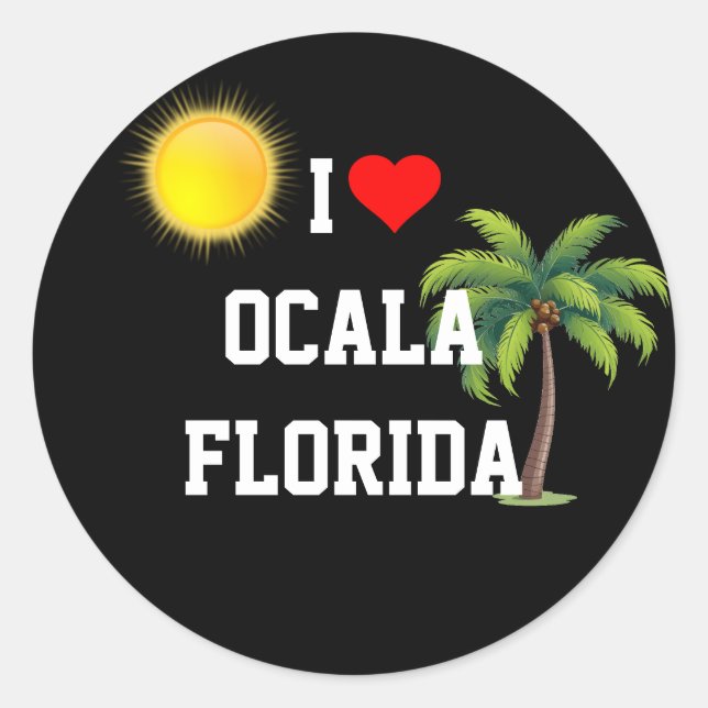 I Love Ocala, Florida Classic Round Sticker (Front)