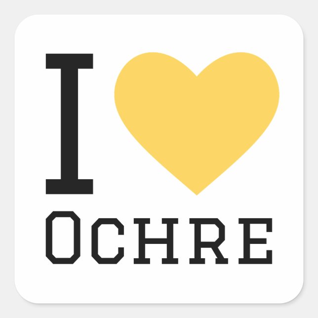 I love ochre square sticker (Front)