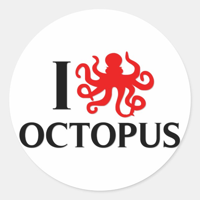 I Love Octopus Classic Round Sticker (Front)