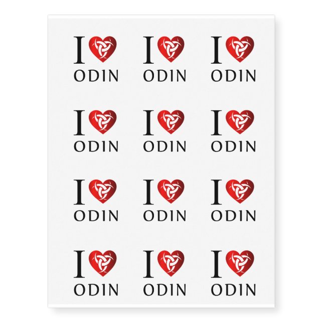 I love Odin Temporary Tattoos (Front)