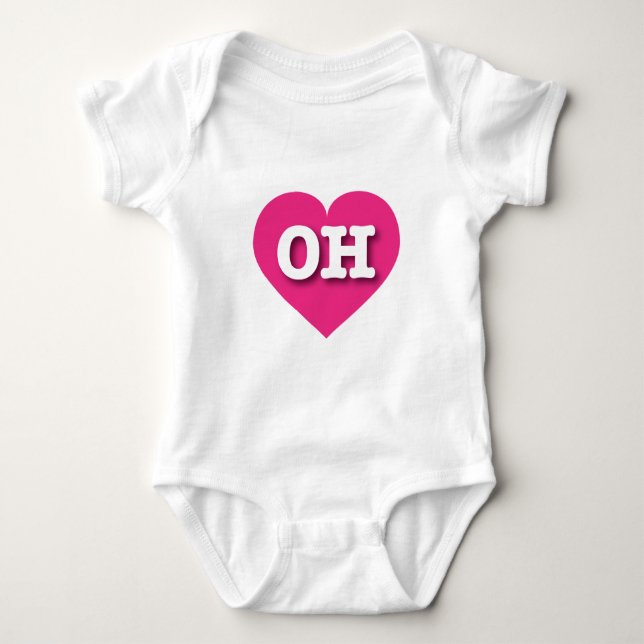 I love Ohio - OH hot pink heart Baby Bodysuit (Front)