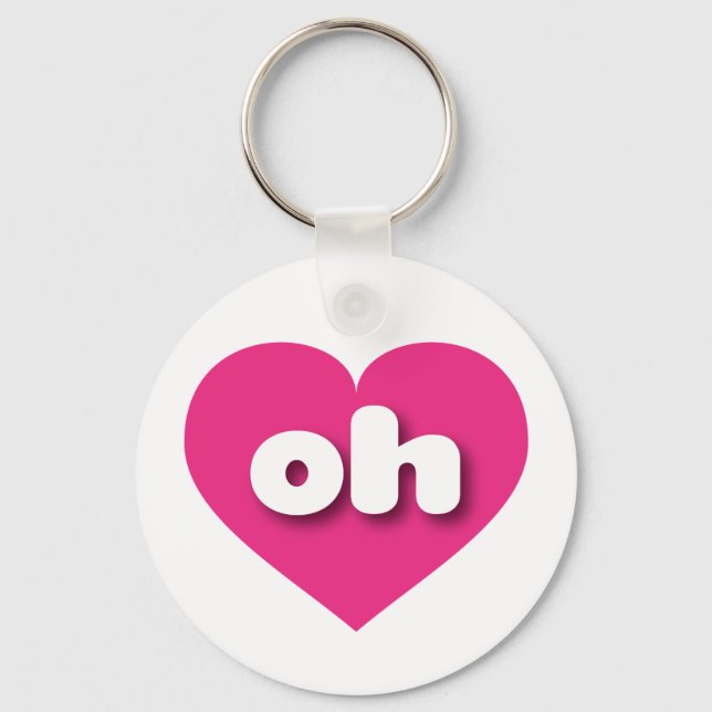 I love Ohio - oh hot pink heart Keychain (Front)