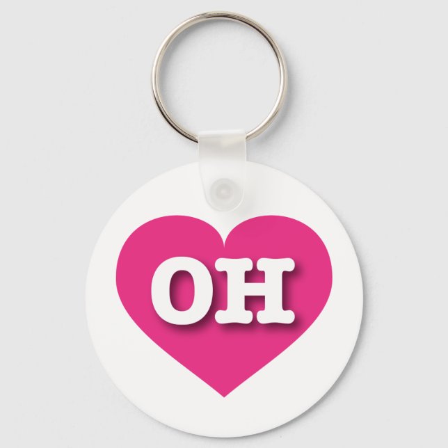 I love Ohio - OH hot pink heart Keychain (Front)