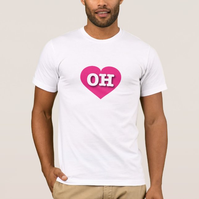 I love Ohio - OH hot pink heart T-Shirt (Front)