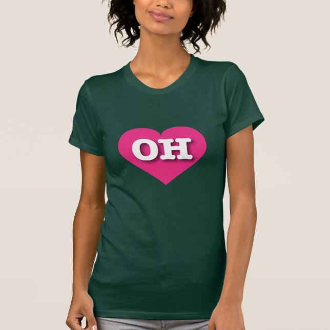 I love Ohio - OH hot pink heart T-Shirt (Front)