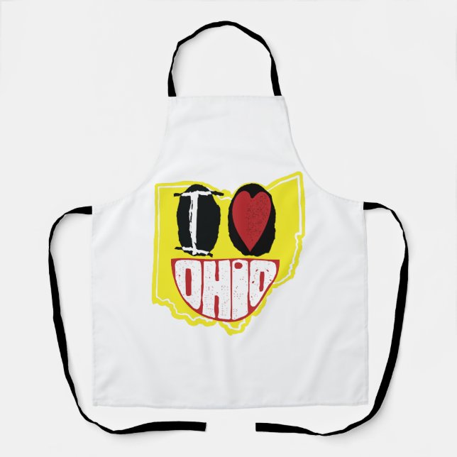I Love Ohio Smiling Happy Face  Apron (Front)