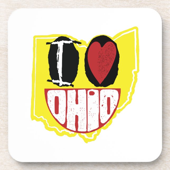 I Love Ohio Smiling Happy Face  Beverage Coaster (Front)