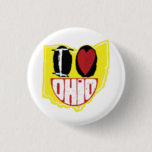 I Love Ohio Smiling Happy Face  Button