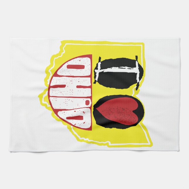 I Love Ohio Smiling Happy Face  Kitchen Towel (Horizontal)