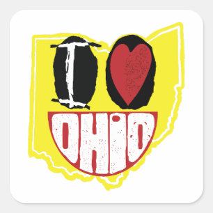 I Love Ohio Smiling Happy Face Square Sticker