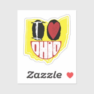 I Love Ohio Smiling Happy Face Sticker