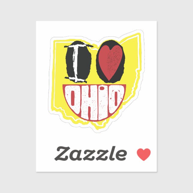 I Love Ohio Smiling Happy Face  Sticker (Sheet)