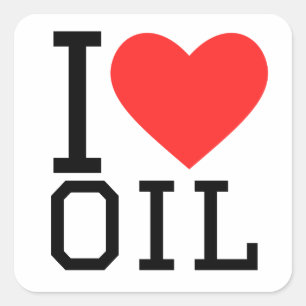 I love oil square sticker