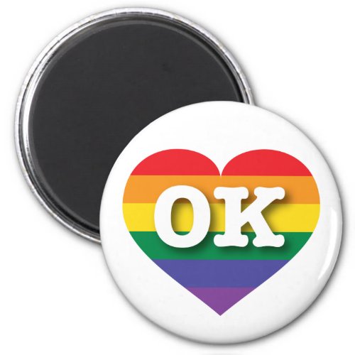 I love Oklahoma Gay Pride Rainbow Heart Magnet