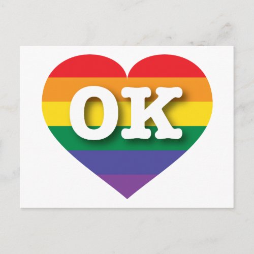 I love Oklahoma Gay Pride Rainbow Heart Postcard