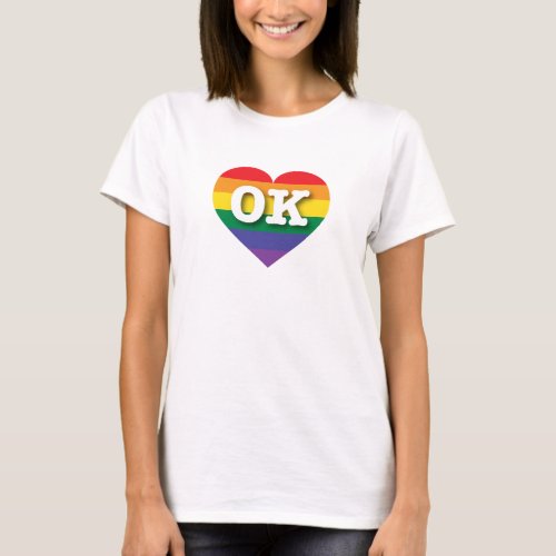 I love Oklahoma Gay Pride Rainbow Heart T_Shirt