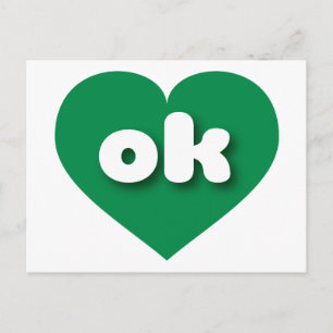 I love Oklahoma - ok green heart Postcard