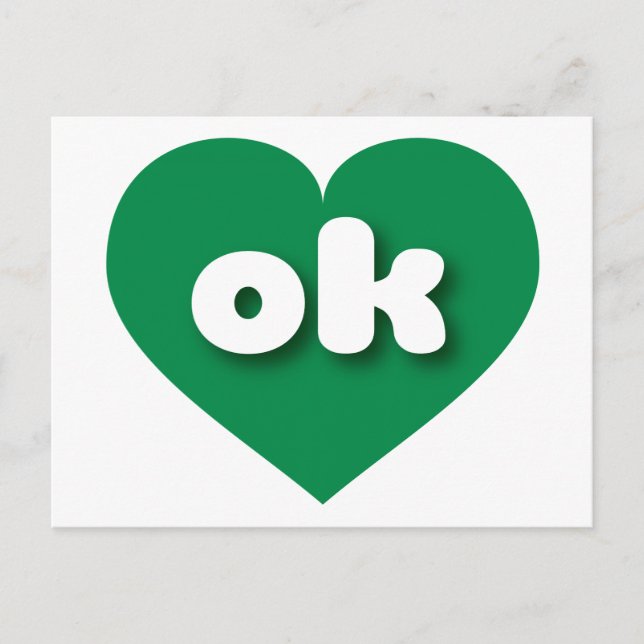 I love Oklahoma - ok green heart Postcard (Front)